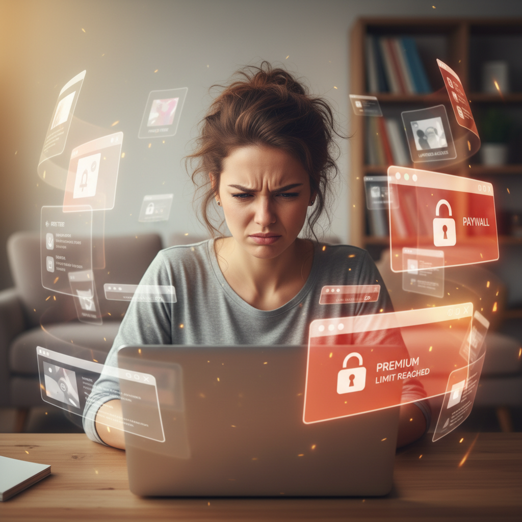 Indie founder frustrated by free-tier limitations and paywall restrictions when testing AI writing tools
