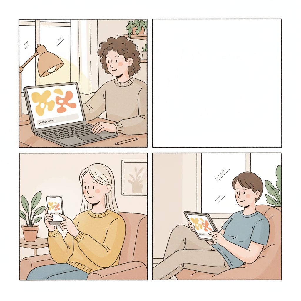 Three remote presenters across different devices and video calls viewing the same Google Slides deck with speaker notes in real-time.
