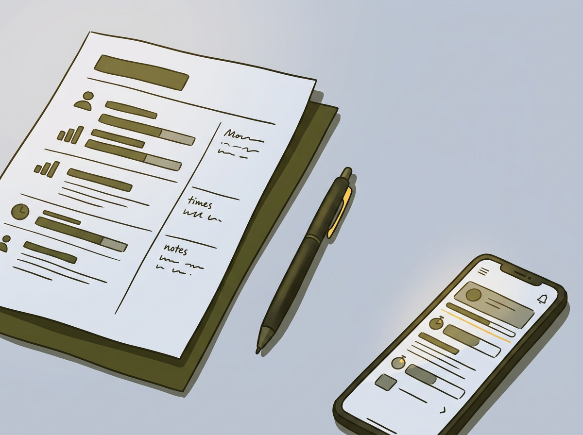 Presentation notes with checkpoint timing marks and timer visible for pacing strategy